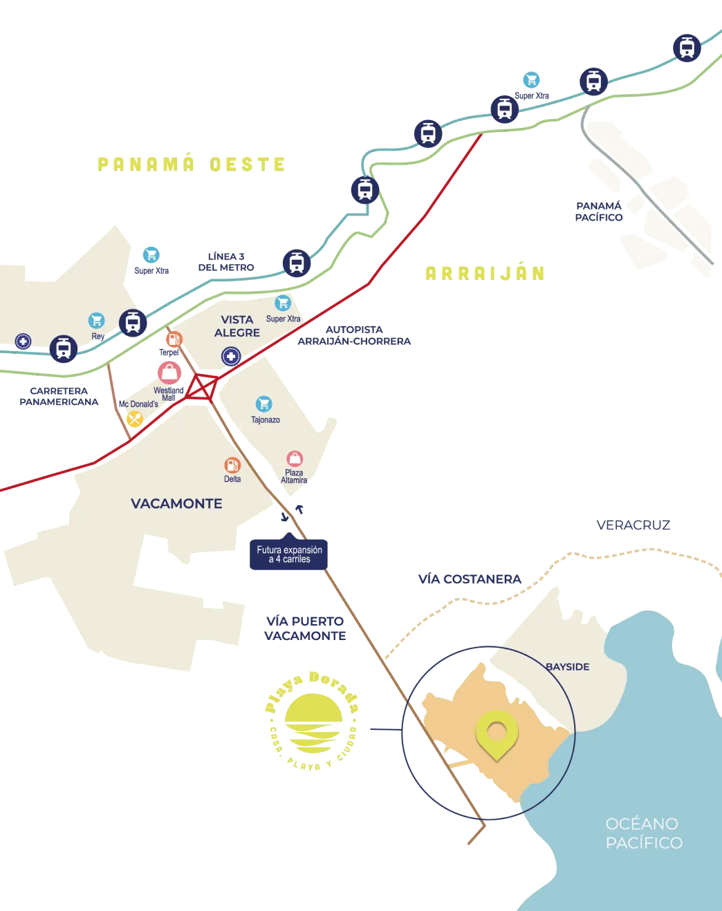 Mapa de ubicación de Playa Dorada Ribera